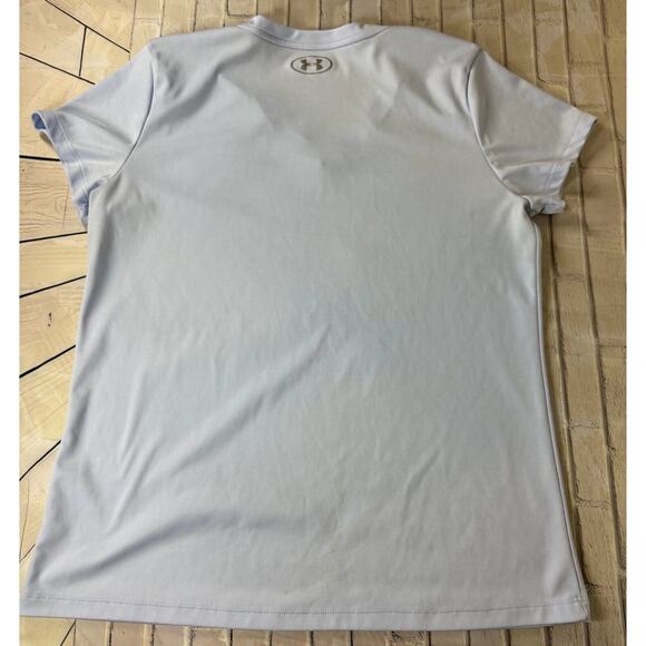 Under Armour HeatGear Women's V-Neck Short Sleeve T-Shirt Blue Large - Picture 2 of 5